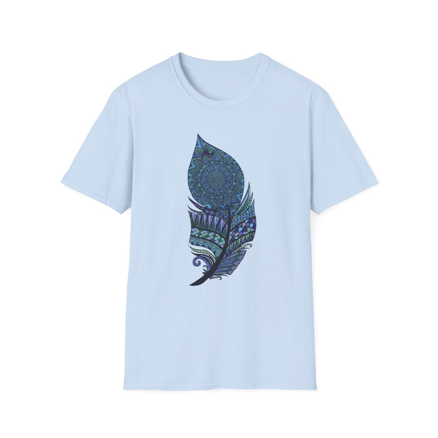 'Blue Mandala Feather' T-Shirt