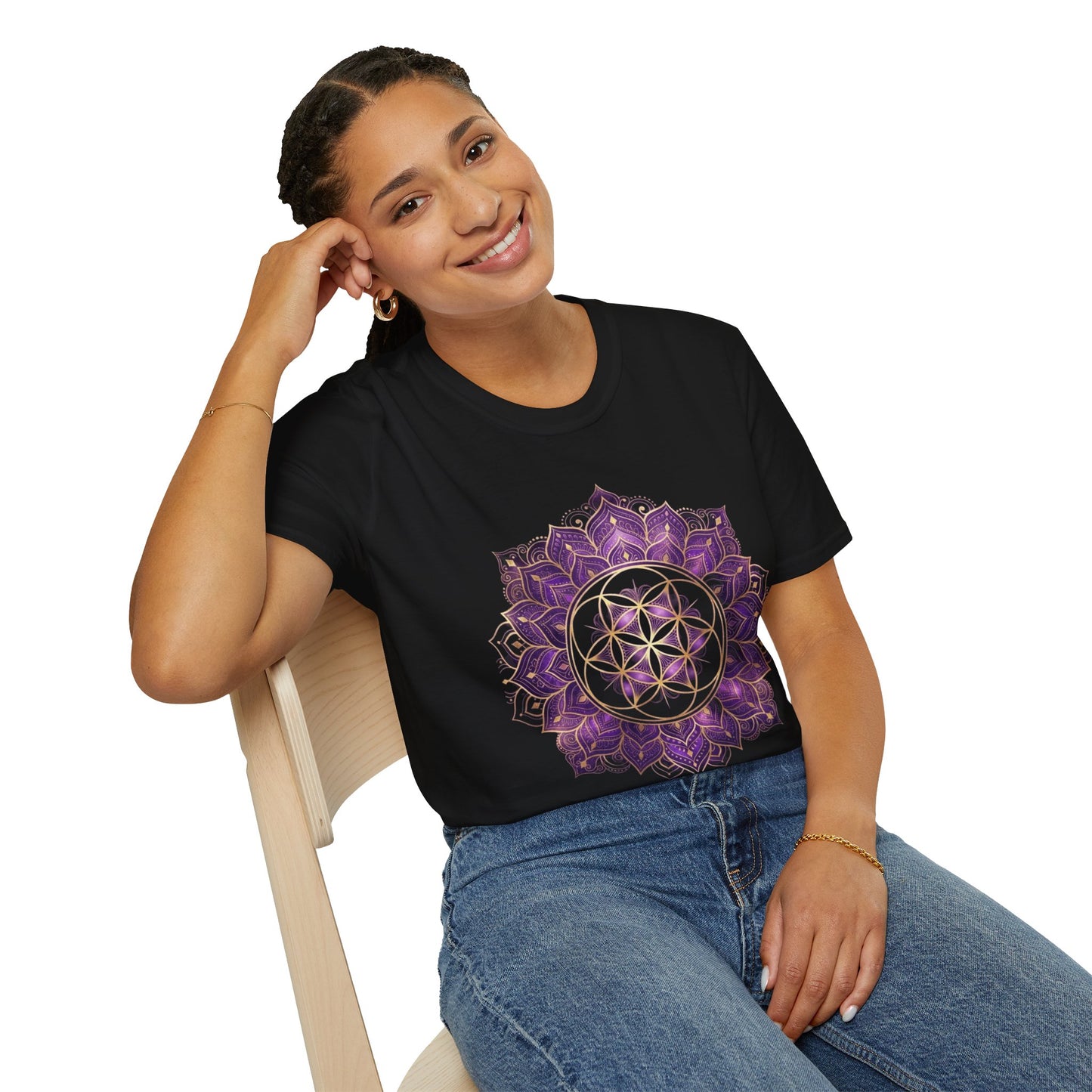 'Purple Flower of life Mandala' T-Shirt