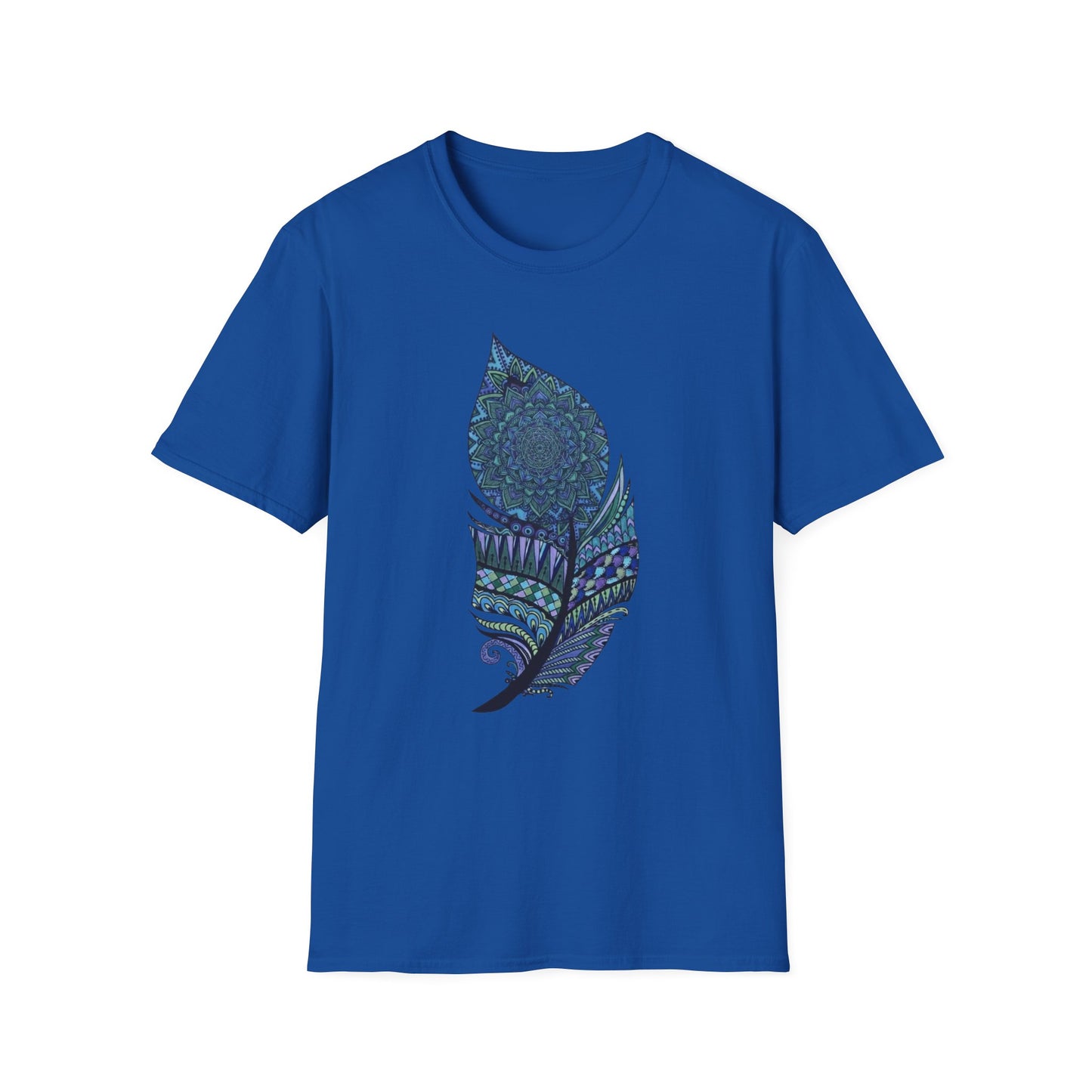 'Blue Mandala Feather' T-Shirt