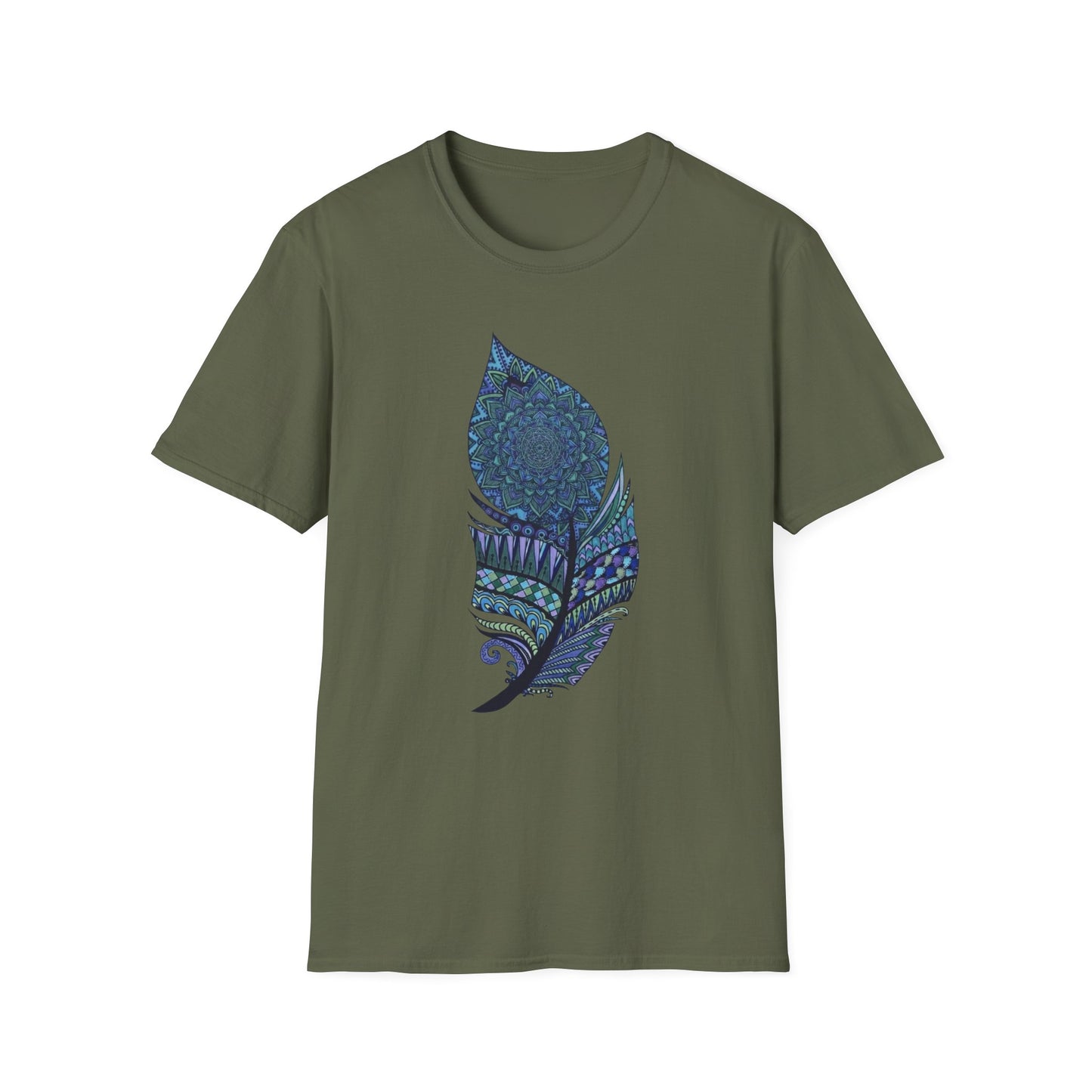 'Blue Mandala Feather' T-Shirt