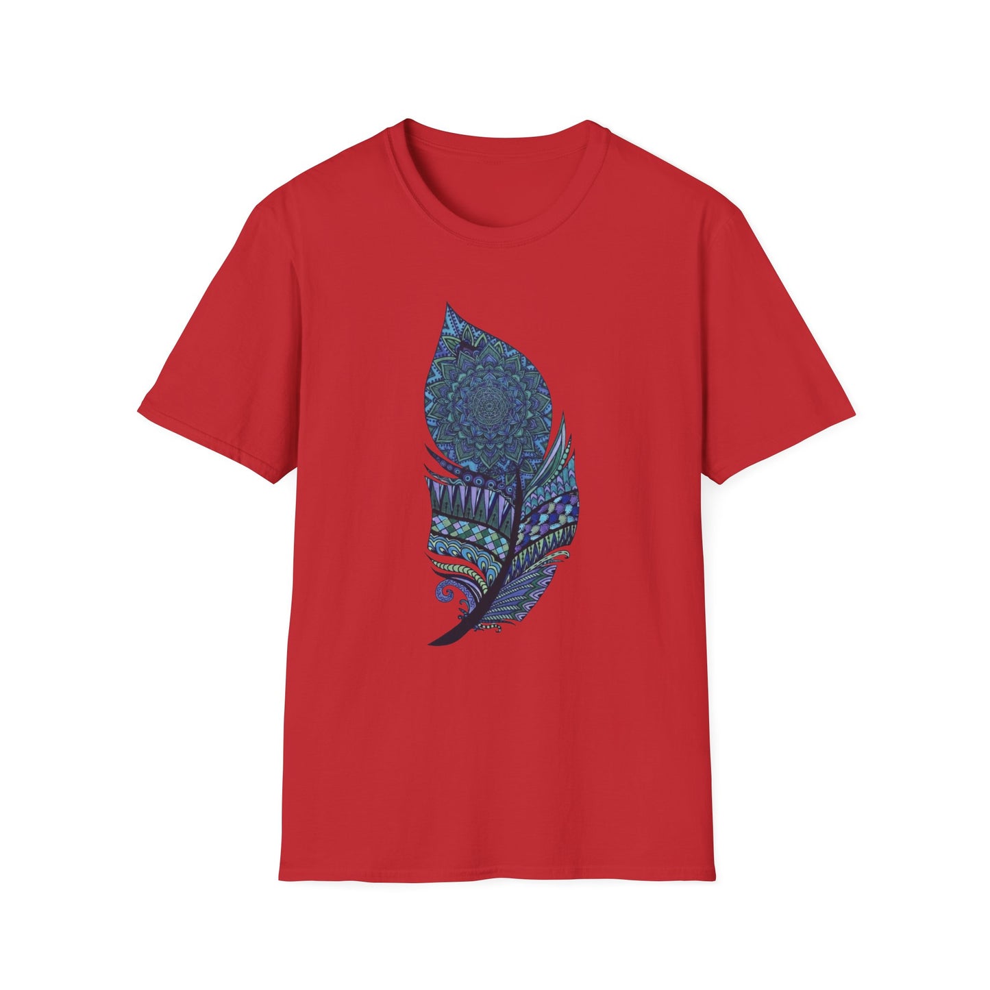 'Blue Mandala Feather' T-Shirt