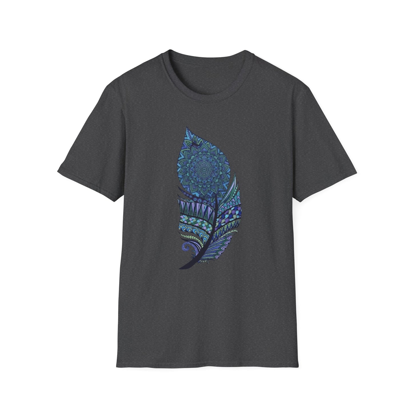 'Blue Mandala Feather' T-Shirt