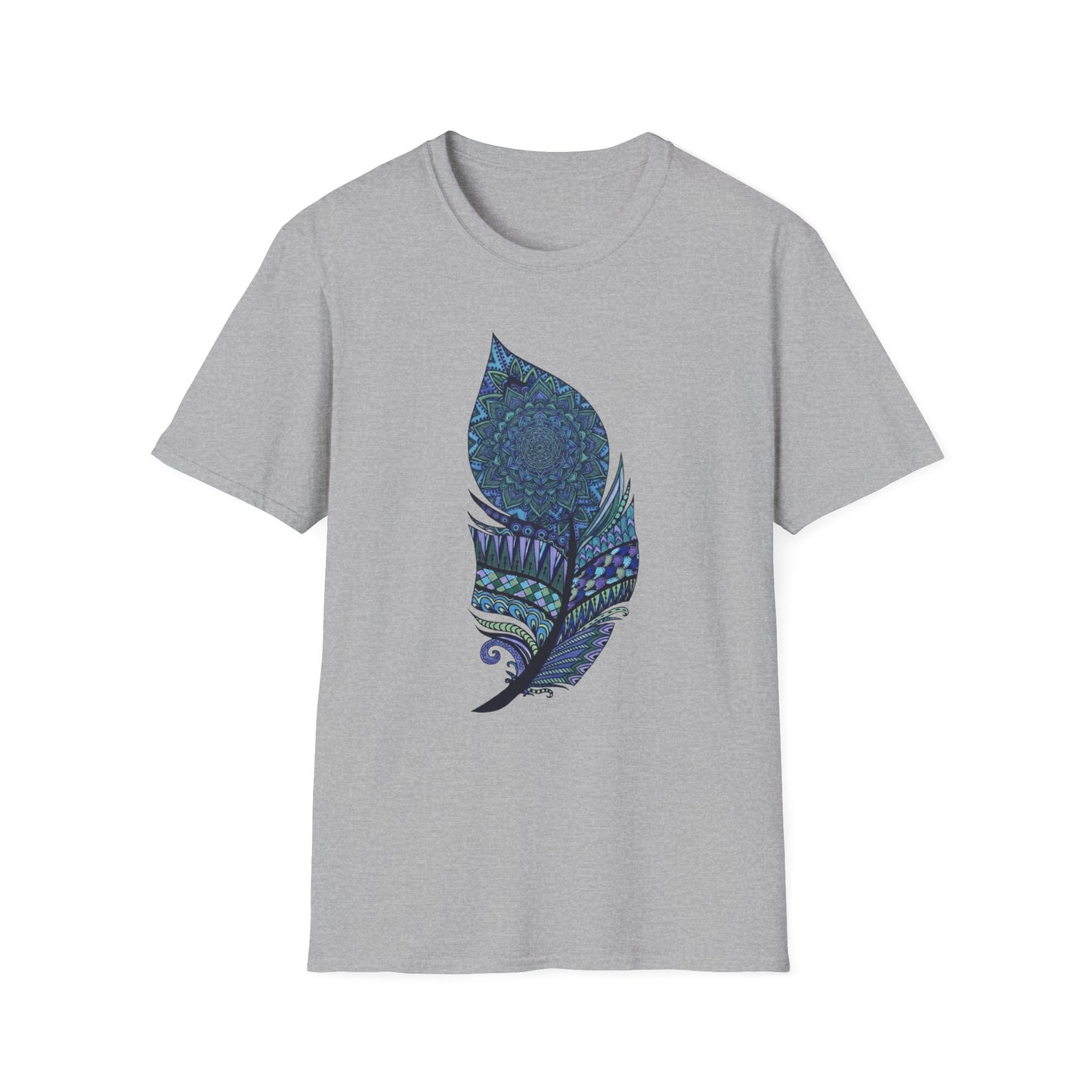 'Blue Mandala Feather' T-Shirt