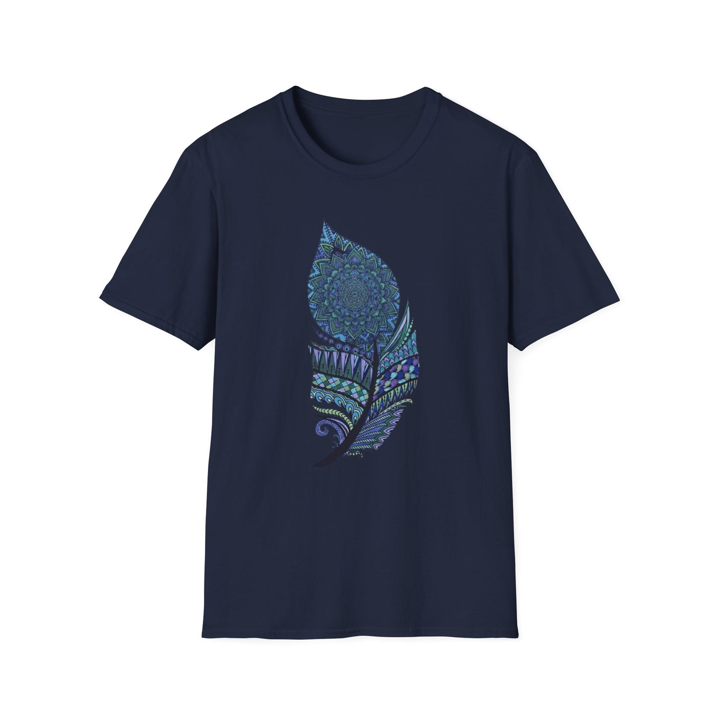 'Blue Mandala Feather' T-Shirt