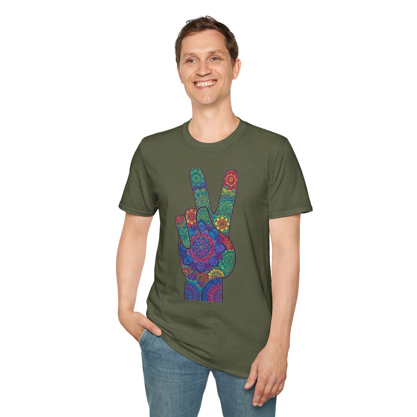 'Boho floral peace sign' T-Shirt