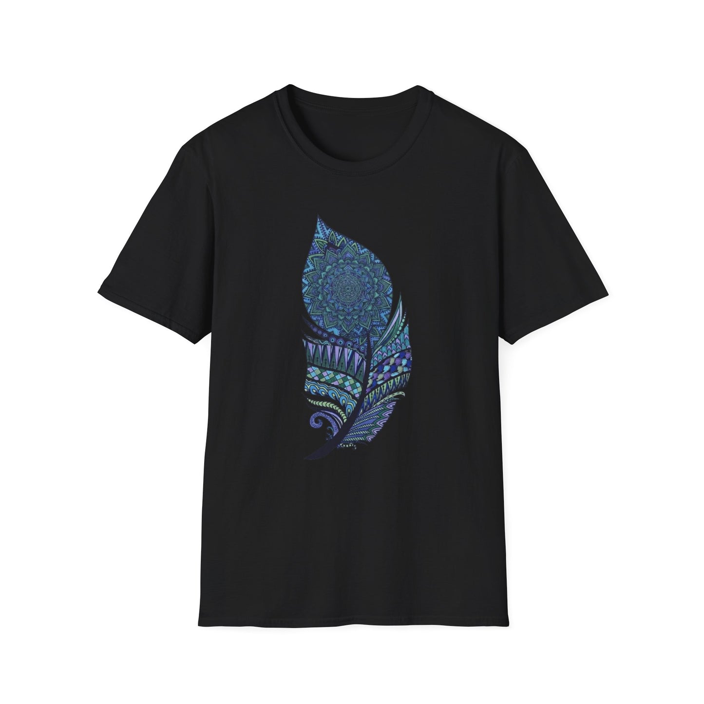 'Blue Mandala Feather' T-Shirt