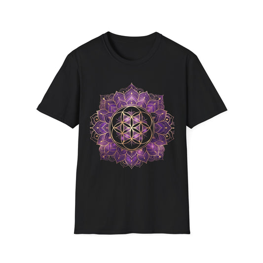 'Purple Flower of life Mandala' T-Shirt