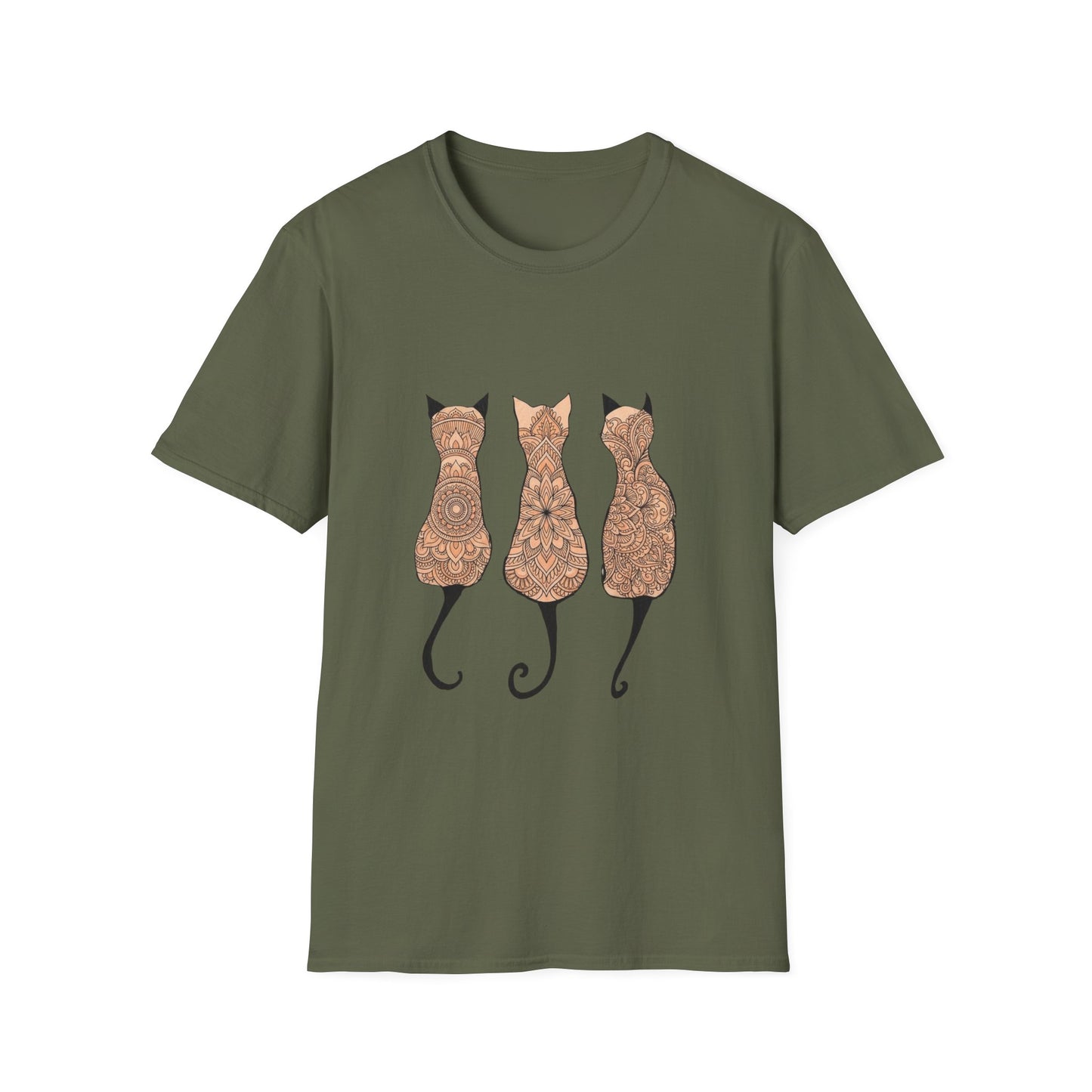 'Zen Floral Trio Cats' T-Shirt