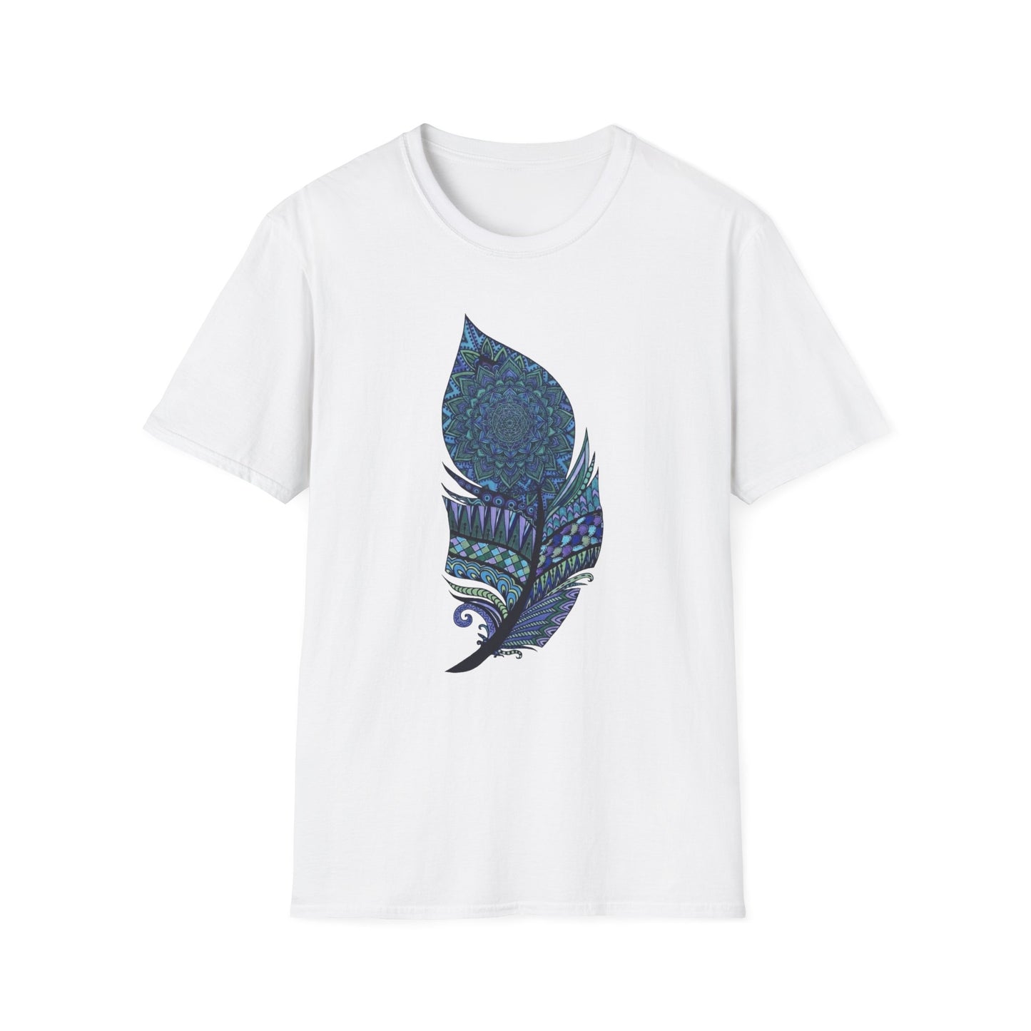 'Blue Mandala Feather' T-Shirt
