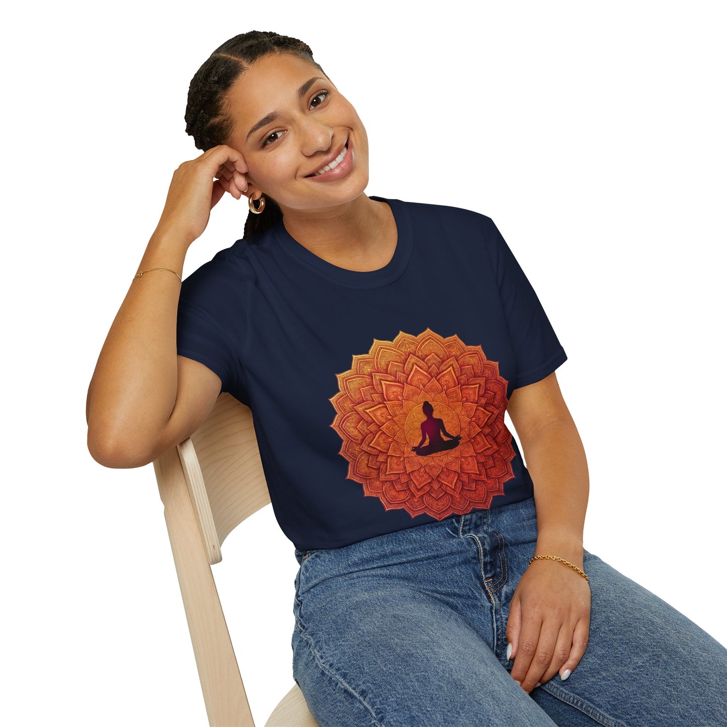 'Orange floral meditation' T-Shirt
