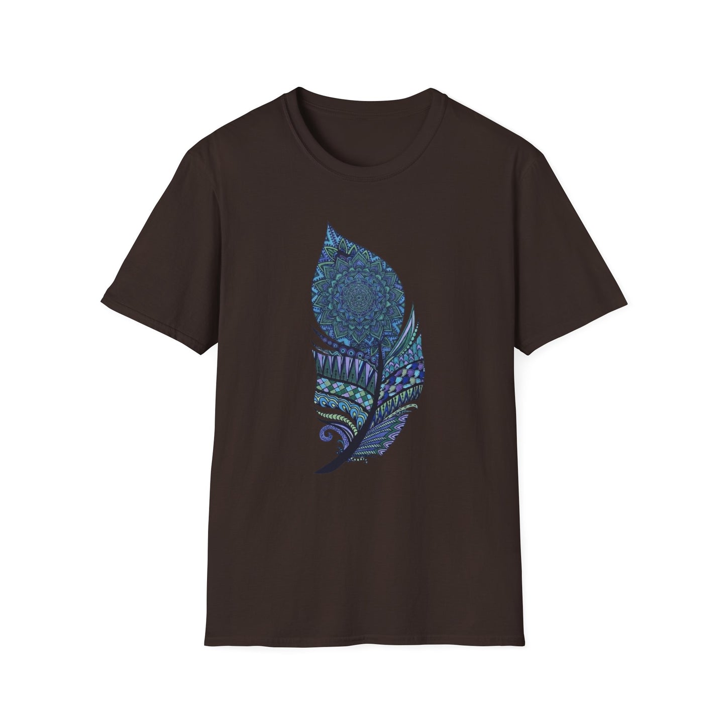 'Blue Mandala Feather' T-Shirt